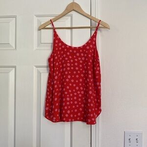 LOFT NWT spaghetti strapped blouse in polka dot print.